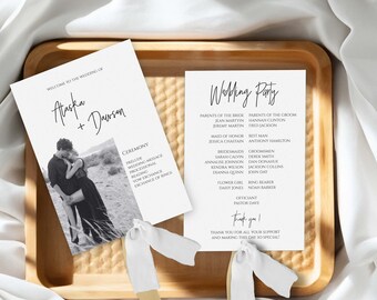PRINTED Set of 25 Wedding Program Fans | Assembled With or Without Ribbon | Ceremony Program | Program Fans | Event Details | Double Sided