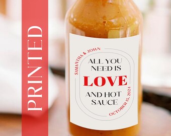 PRINTED | Sheet of 6 Hot Sauce Label | Bottle Label | Personalized Label | Hot Sauce Sticker | Party Gift | Wedding Favor |