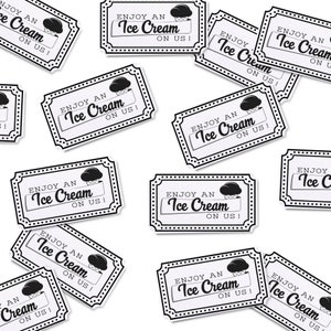 21er-Set „Have an Ice Cream On Us“ | Wüstentickets | Hochzeitsdessert | Party-Token | Essensgutschein | Benutzerdefinierte Veranstaltungstickets | Gib einen zu