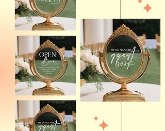Assortment of Please Sign Our Guest Book, Open Bar, Cards and Gifts, and Wedding Welcome Decals | Comes in Various Sizes and Colors