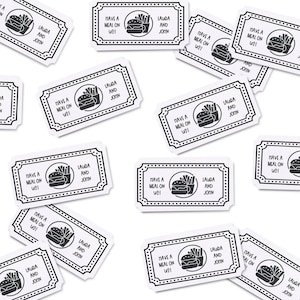 21er Set Food Truck Tickets | Essen Sie bei uns | Hochzeitsmahl | Party Token | Futtergutschein | Benutzerdefinierte Ereignis-Eintrittskarten | Gib eins zu