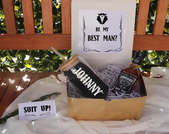 Personalized Groomsmen Proposal Box with Beer Can Glass, Whisky Label, and Card - Unique Gift Idea | Groomsmen Gift Set | Be my Groomsman