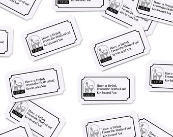 Kaartjes voor bruiloftsdrankjes | Drink iets op ons | Evenementvoucher | Trouwbar | Aangepaste evenementtickets | Inwisselen voor een drankje