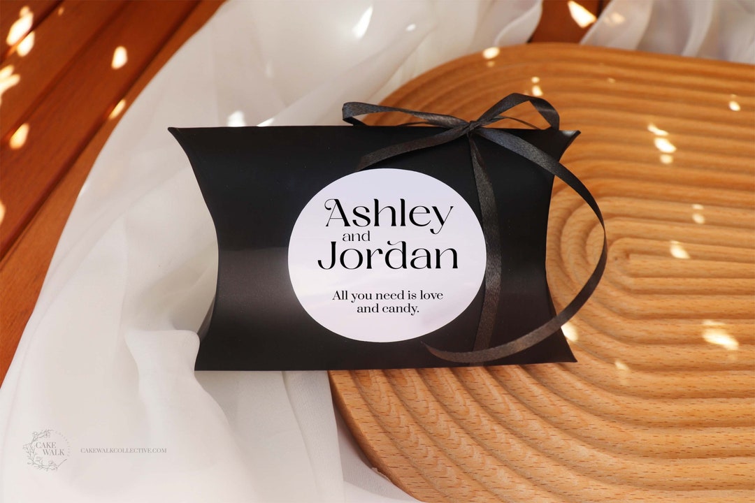 Black Pillow Boxes With Label and Ribbon Gift Boxes Favour Etsy