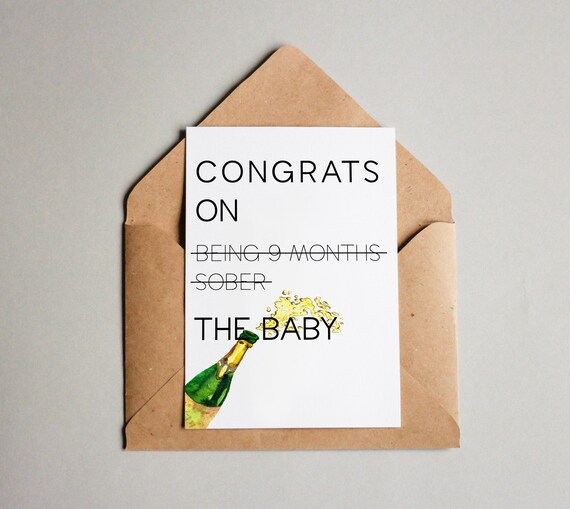 Herzlichen Glückwunsch Zu Sein 9 Monate Nüchtern Baby Geburt Schwangerschaft Karte Baby Dusche Geschenk Lustige Schwangerschaft Karte Geburt
