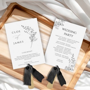 Ventagli per programma di matrimonio STAMPATO / Assemblati con o senza nastro / Programma per cerimonia / Ventagli per programma / Dettagli evento / Fronte-retro