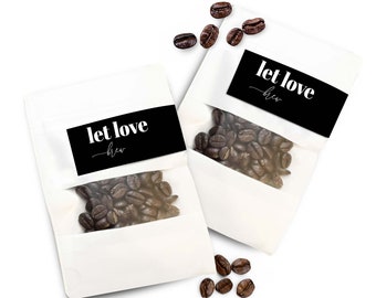 Set of 25 Coffee Favors | Personalized Sticker with Bags- Without Coffee | Resealable Pouch | The Perfect Blend | Wedding Favors