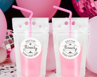 Camp Bachelorette Set of 10 Personalized Drink Pouches with Straws | Booze Bags | Bachelorette Party | Adult Cocktails | Girls Trip |