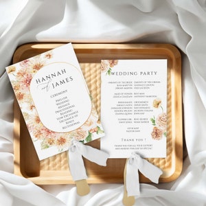Ventagli per programma di matrimonio STAMPATO / Assemblati con o senza nastro / Programma per cerimonia / Ventagli per programma / Dettagli evento / Fronte-retro