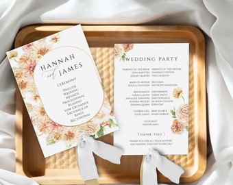 PRINTED Wedding Program Fans | Assembled With or Without Ribbon | Ceremony Program | Program Fans | Event Details | Double Sided