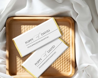 Set of 15 Personalized Wedding Chocolate Bar Wrappers | Chocolate Bar Labels | Personalized Wedding Favors | Chocolate Bar Wrappers