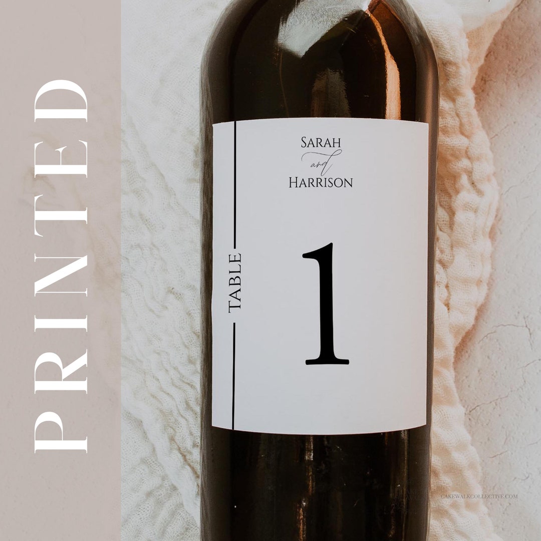 PRINTED Table Number Wine Label Bottle Label - Etsy