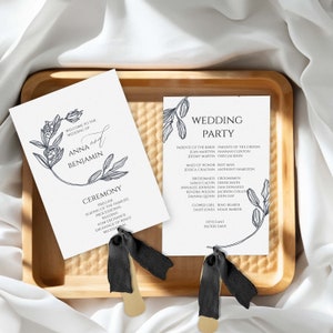 Ventagli per programma di matrimonio STAMPATO / Assemblati con o senza nastro / Programma per cerimonia / Ventagli per programma / Dettagli evento / Fronte-retro