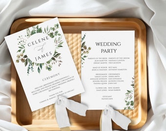 PRINTED Wedding Program Fans | Assembled With or Without Ribbon | Ceremony Program | Program Fans | Event Details | Double Sided