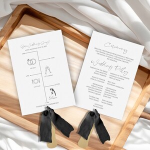 Ventagli per programma di matrimonio STAMPATO / Assemblati con o senza nastro / Programma per cerimonia / Ventagli per programma / Dettagli evento / Fronte-retro