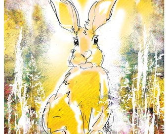 Rabbit Art Print Original Wall art, Rabbit / Bunnie / Bunny Print, Limited Edition, Animal Art, Print - UNFRAMED