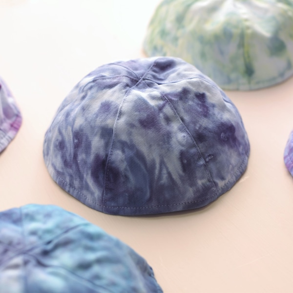 Tie-dyed Kippah, choice of color as available, Yarmulke, Kippot, crinkle cotton canvas, machine washable, adult