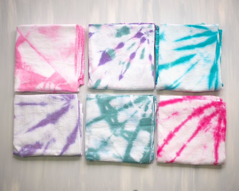Mermaid Palette Tie Dye Flour Sack Towel Choice of Color and Shibori
