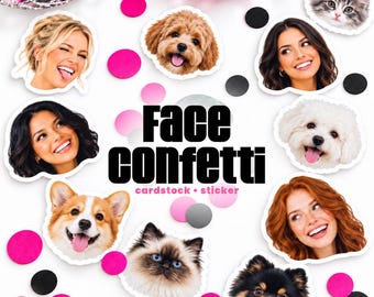 Custom Face Confetti | Personalized Photo Table Scatter, Sticker or Laminated Cardstock, Party Stickers