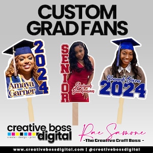 Personalized Graduation Fans - Custom Grad Fans Class of 2025 - Photo Graduation Hand Fan - Graduation Party Favor - Grad Celebration Decor