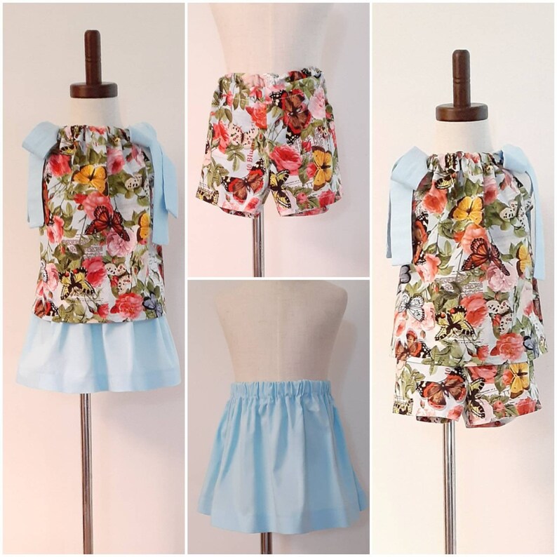 3 piece toddler top Size 2T. skirt and shorts set