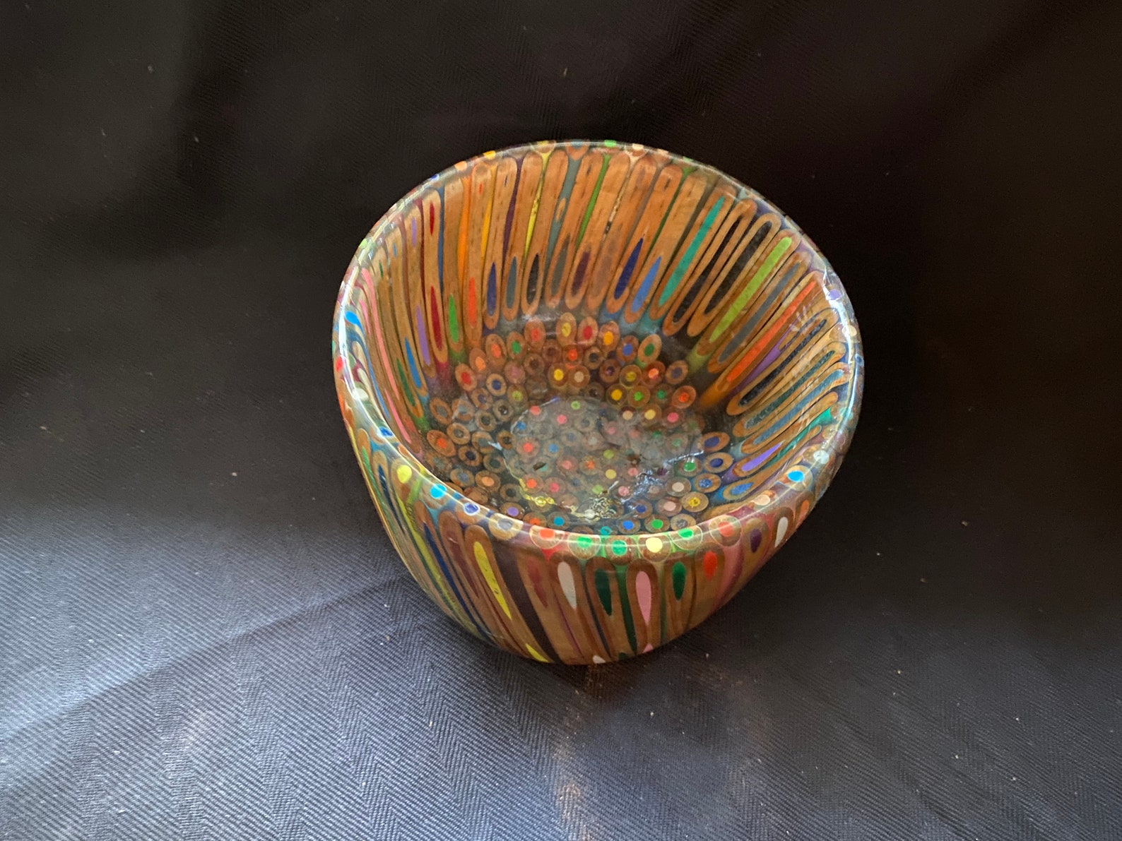 Colored pencil bowl / planter. width 5 3/8 x height 4 Etsy
