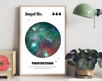 Universe Angel Number 444 Wall Art ~ Digital Download Print ~ Positive Energy Aesthetic Wall Decor ~Affirmation Poster ~ Abstract Art Print