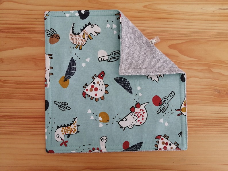 Serviette de table enfants doublée éponge bambou Dinosaures