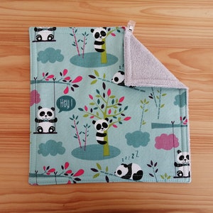 Serviette de table enfants doublée éponge bambou Pandas