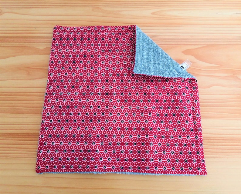 Serviette de table doublée éponge bambou Asanoha rouge