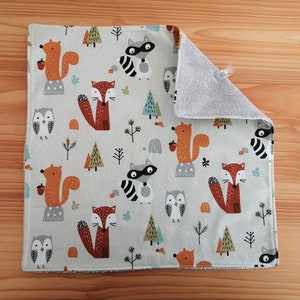 Serviette de table enfants doublée éponge bambou Animaux de la forêt