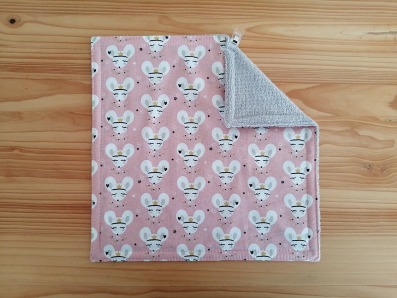 Serviette de table enfants doublée éponge bambou Tête de souris