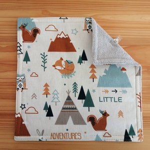 Serviette de table enfants doublée éponge bambou Animaux montagnes