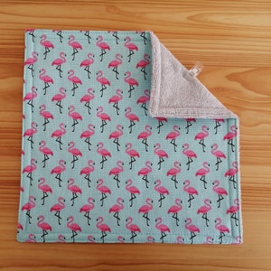 Serviette de table enfants doublée éponge bambou flamants roses