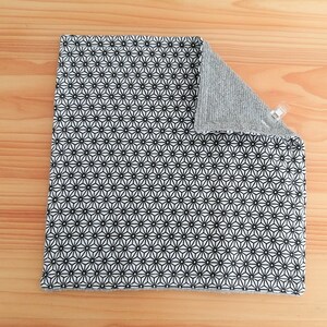 Serviette de table doublée éponge bambou Asanoha noir