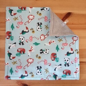 Serviette de table enfants doublée éponge bambou Petits animaux