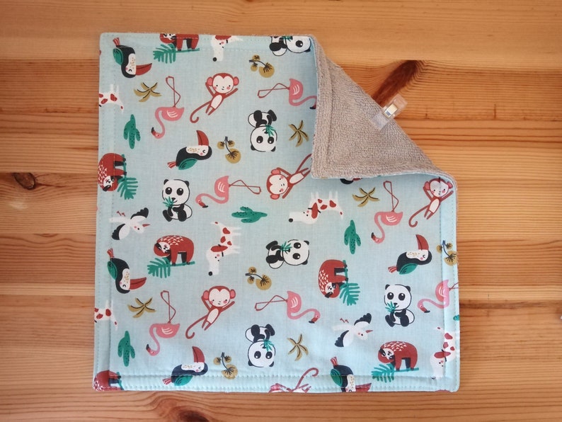 Children's napkin lined with bamboo terry Petits animaux