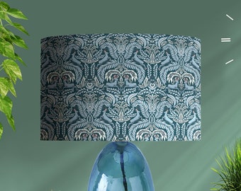 Deer woodland Lampshade in navy blue with metallic lining