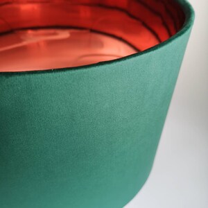 Bottle Green Velvet Lampshade with Mirror Copper Lining image 6