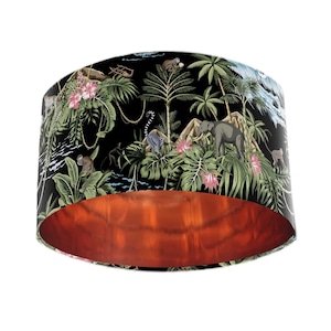 Black Lemur Island Lampshade with Mirror Copper Lining