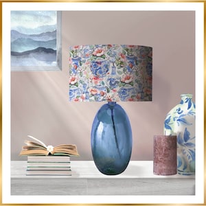 Oriental Vases Lamp Shade with Mirror Gold Lining, Oriental Decor