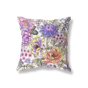 Summer wildflowers Cotton Cushion Cover with Beige Back
