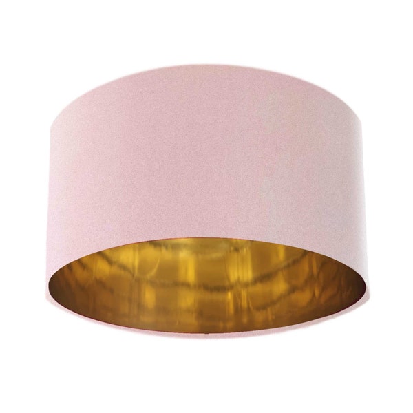Baby Pink Velvet Lamp Shade, Mirror Gold Lining, Velvet Lampshade