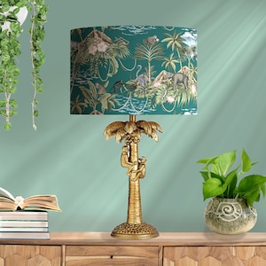Green Lemur Island Lampshade with Mirror Gold Lining