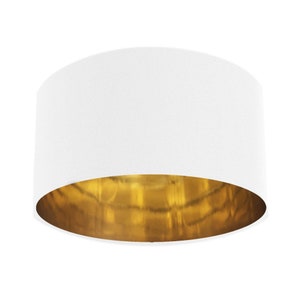 Handmade Lampshade, White Fabric Shade with Mirror Gold Lining