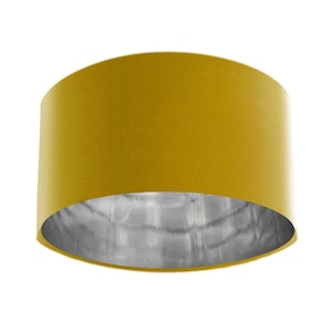 Mustard Yellow Gold Velvet Lampshade with Mirror Silver Lining