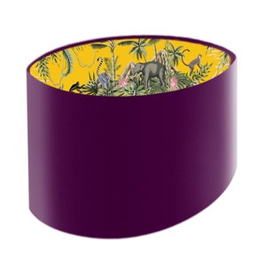 Oval Purple Lamp Shade & Lemur Island Lining, Purple Velvet Lamp Shade