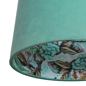 Boho Mint Green Fabric Lampshade with Butterflies and Floral Liner image 3