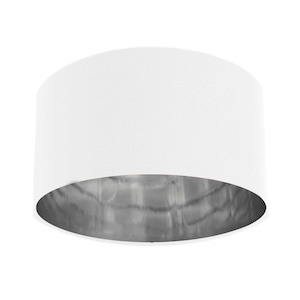 Handmade Lampshade with White Cotton & Silver Lining