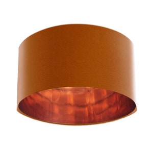 Terracotta Velvet Lamp Shade with Mirror Copper Lining, Velvet Lampshade